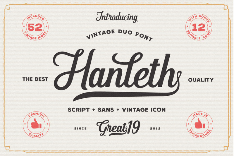 Hanleth Vintage Font Family By Greatype19 Thehungryjpeg Com