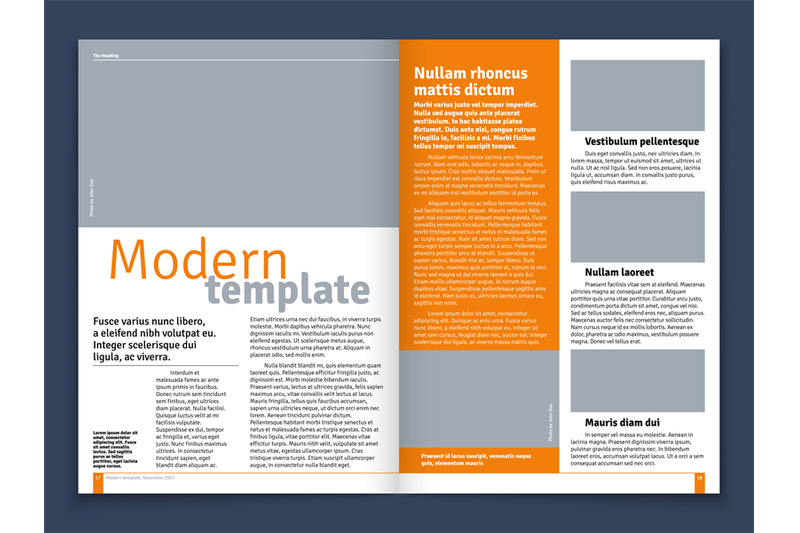 Modern Magazine Or Newspaper Vector Layout With Text Modular Construct By Microvector Thehungryjpeg Com