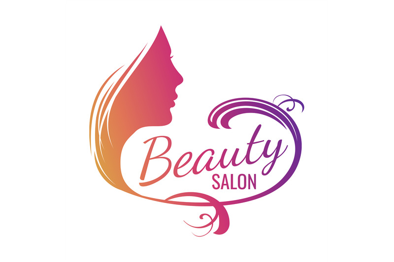 Beautiful female face portrait - beauty salon emblem By Microvector ...