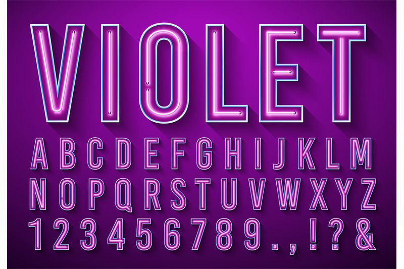 Bright Neon Letters Violet Glowing Font Light Box Alphabet And Neons By Tartila Thehungryjpeg Com