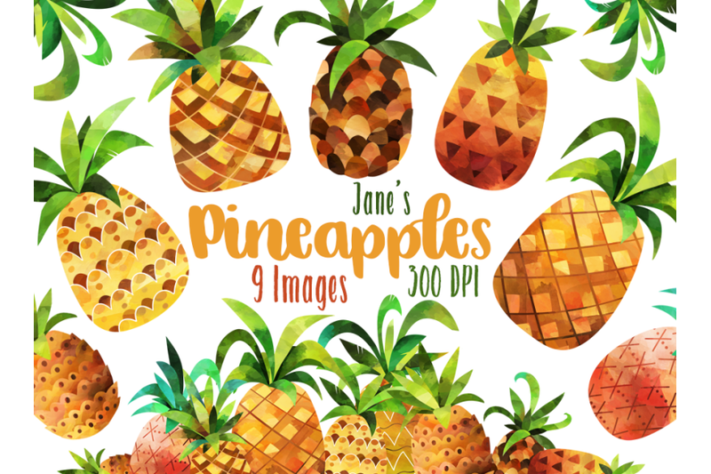 Watercolor Pineapple Clipart By Digitalartsi | TheHungryJPEG