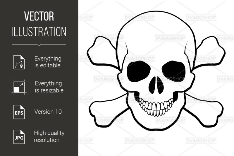 Skull and crossbones By TheHungryJPEG