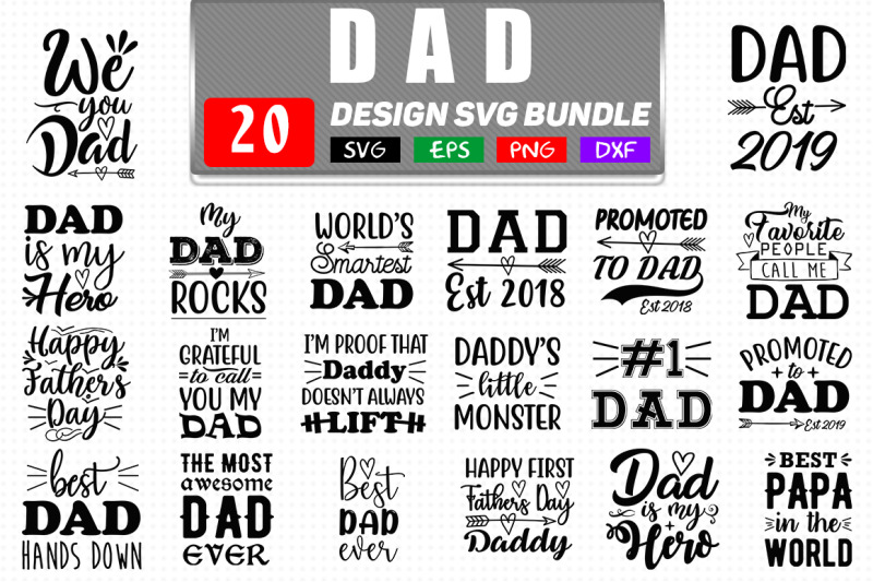 Dad Svg Bundle Vol- 1 , 20 T shirt Design By teewinkle ...