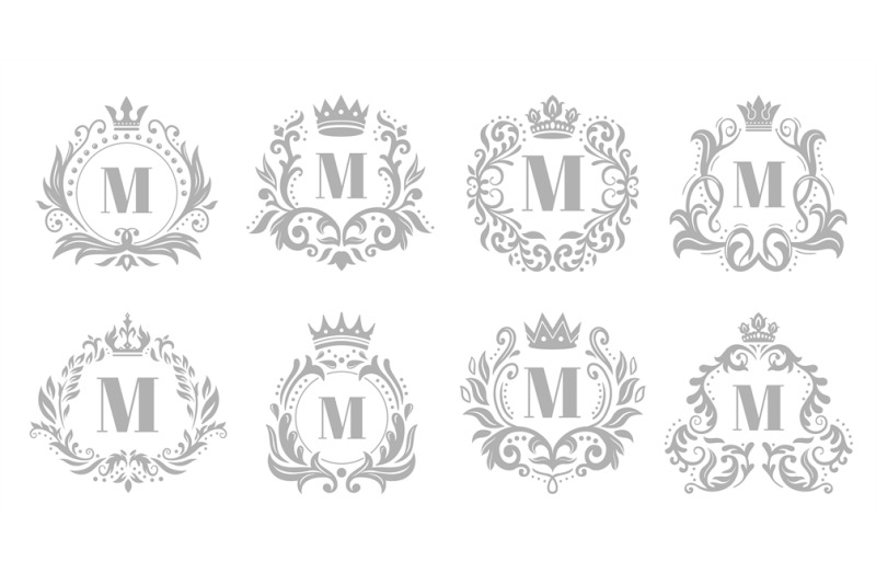 Vintage Monogram Emblem Luxury Ornate Silver Logo Heraldic Monograms By Tartila Thehungryjpeg Com