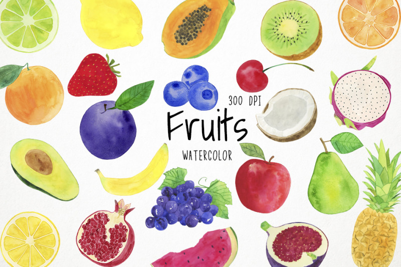 Watercolor Fruits Clipart, Fruits Clip Art By Paulaparaula | TheHungryJPEG