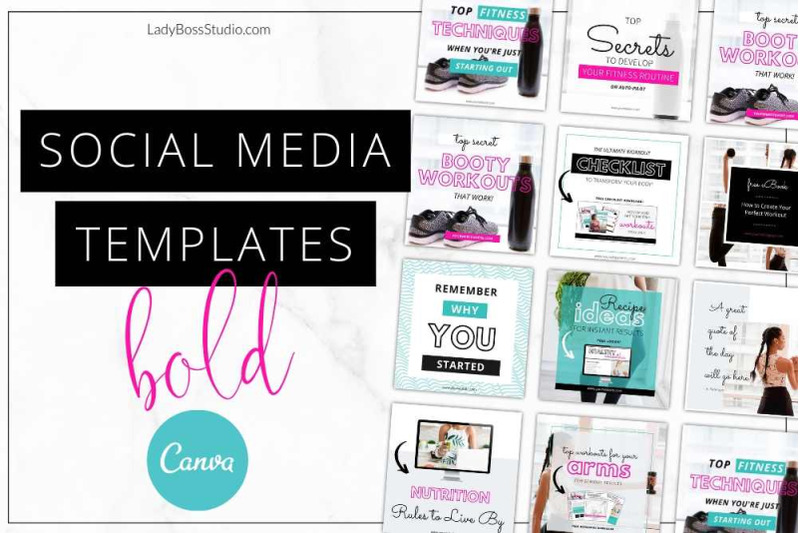 Canva Bold Social Media Templates By Lady Boss Studio | TheHungryJPEG