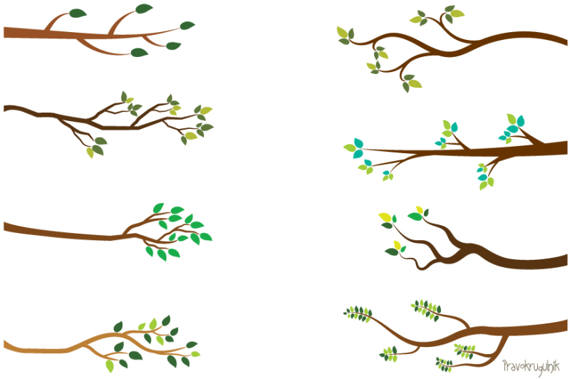 Tree branch clipart, Green leaf branches clip art, Bare ...