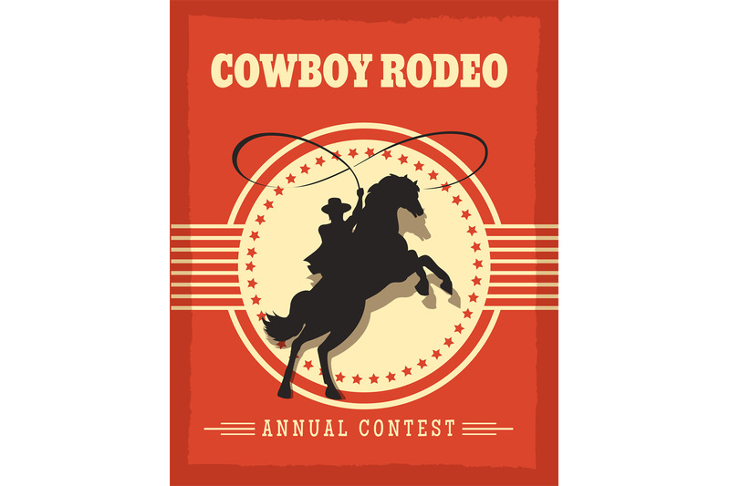 Old west cowboys rodeo retro poster By vectortatu | TheHungryJPEG