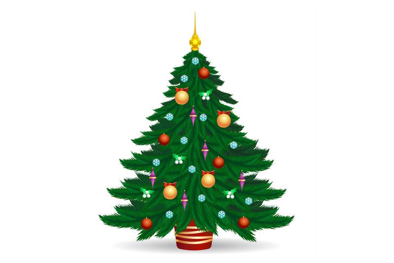 Christmas Tree With Bright Lights By Vectortatu Thehungryjpeg Com