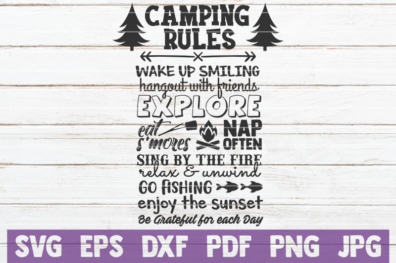 Camping Rules SVG Cut File By MintyMarshmallows | TheHungryJPEG