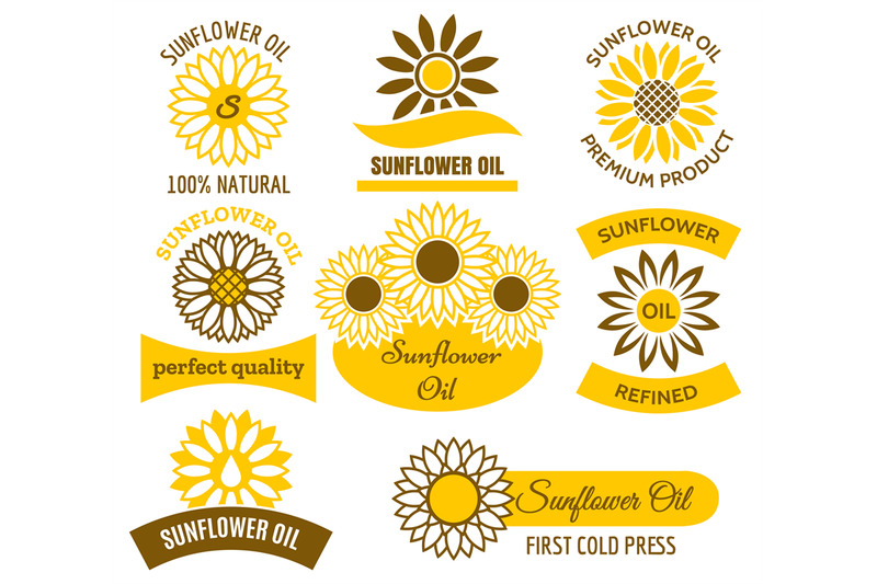 Sunflower oil logo set By vectortatu TheHungryJPEG