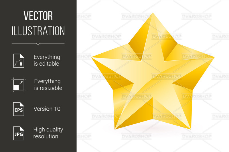 Shiny Gold Star By TheHungryJPEG