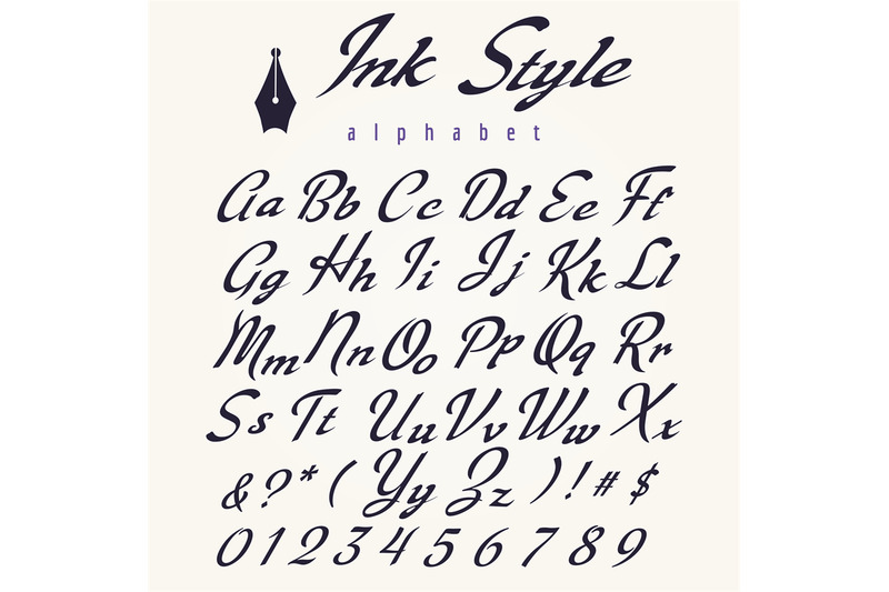 Ink Style Alphabet Retro Script Letters By Vectortatu Thehungryjpeg Com