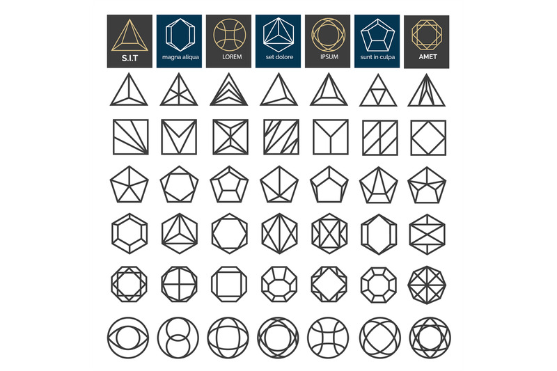 Linear geometric shapes By vectortatu TheHungryJPEG