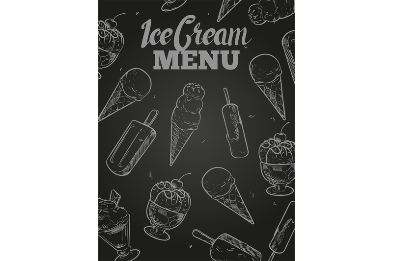 Ice Cream Menu Cover Blackboard Ice Cream Poster By Microvector Thehungryjpeg Com