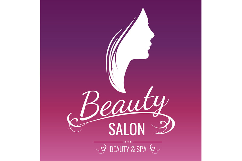 Beauty Salon Logo Design With Woman Silhouette On Pink Background By Microvector Thehungryjpeg Com