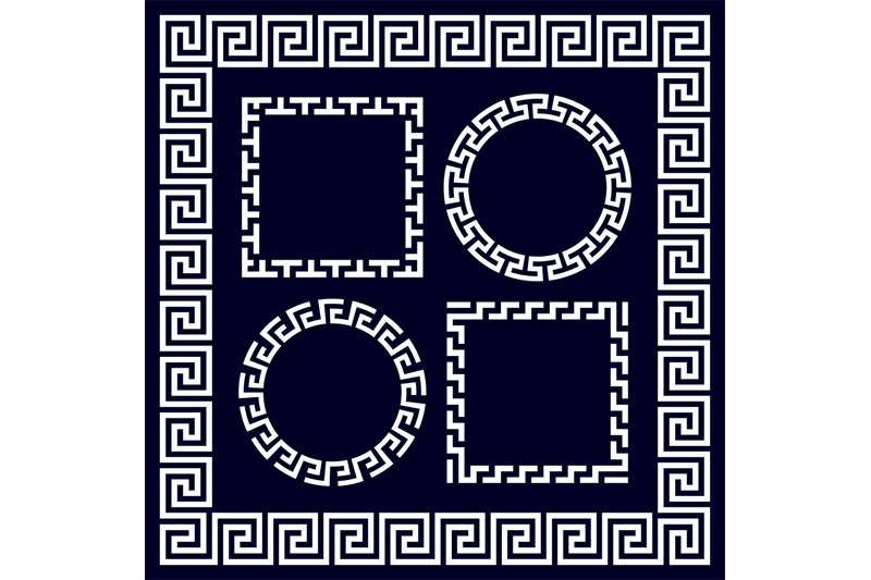 Ancient Greek Round And Rectangular Border Frames By Microvector Thehungryjpeg Com