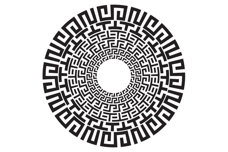 Ancient Greek Round Meander Key Black And White Vector Pattern By Microvector Thehungryjpeg Com