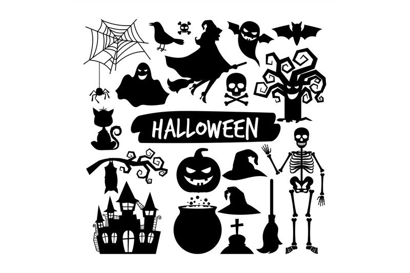 Halloween black silhouettes By SmartStartStocker | TheHungryJPEG