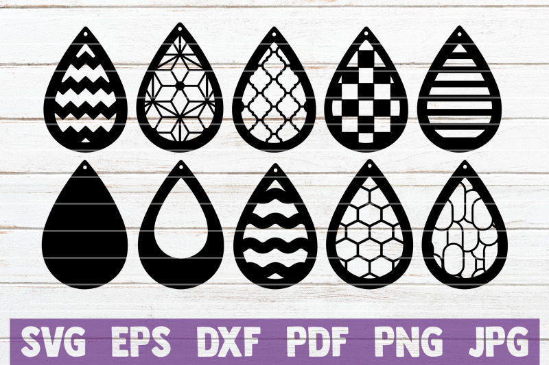 Teardrop Earrings SVG Cut File Templates By MintyMarshmallows ...