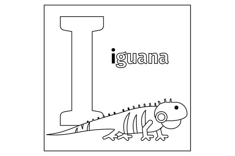 Iguana, letter I coloring page By SmartStartStocker | TheHungryJPEG