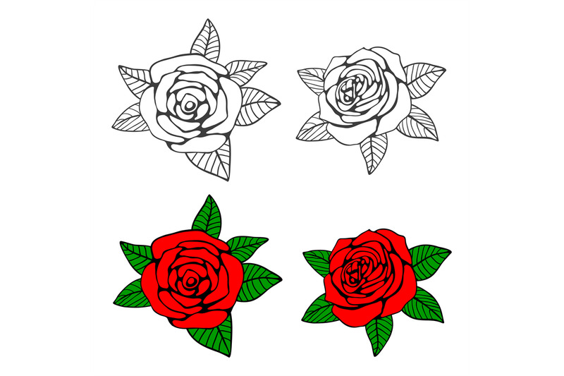 Hand drawn roses coloring page By Microvector | TheHungryJPEG