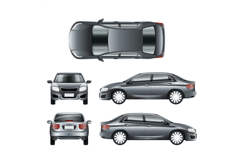 Color car sedan in different point of views vector template By ...