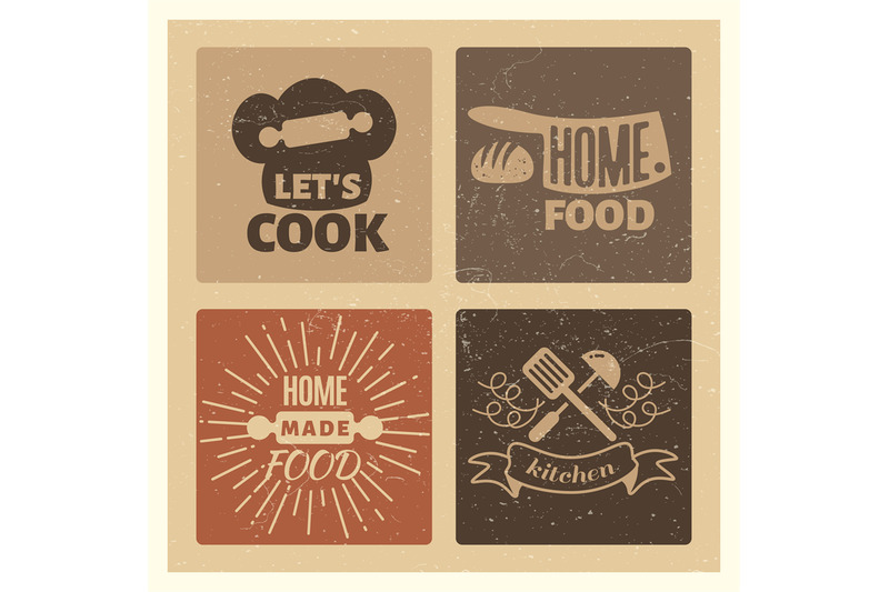Homemade Food And Bakery Vintage Grunge Badge Set By Microvector Thehungryjpeg Com