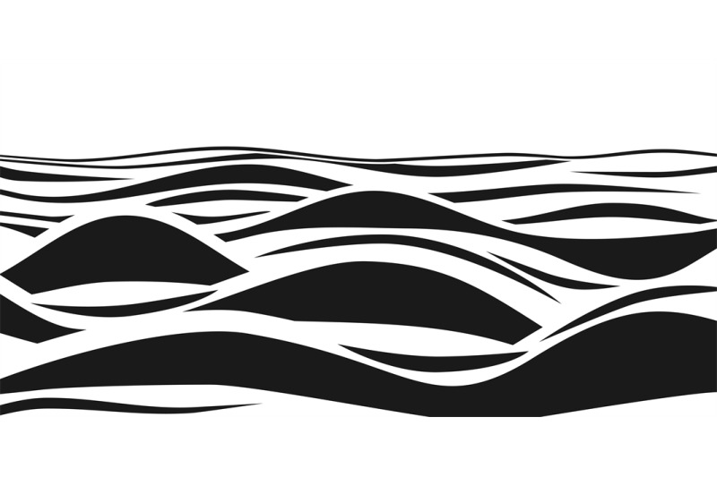 Abstract black and white striped 3d waves. 