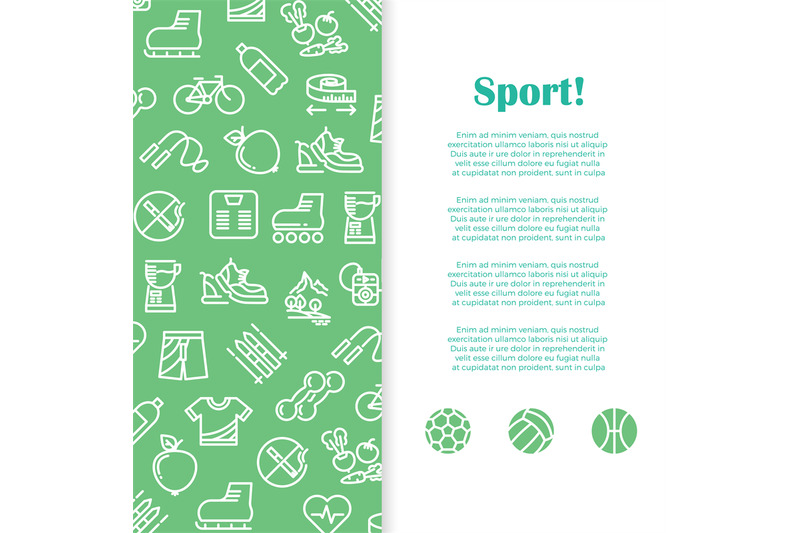 Sports And Fitness Banner Template With Line Icons By Microvector Thehungryjpeg Com