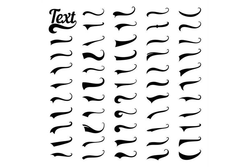 Swash and swooshes tails typography set brush Vector Image