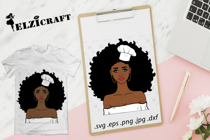 Afro Girl Chef SVG Cut File By ELZIcraft | TheHungryJPEG