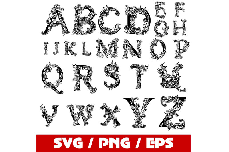 Ornament Font Svg Ornament Alphabet Svg Ornament Letters Svg By Gblackid Thehungryjpeg Com
