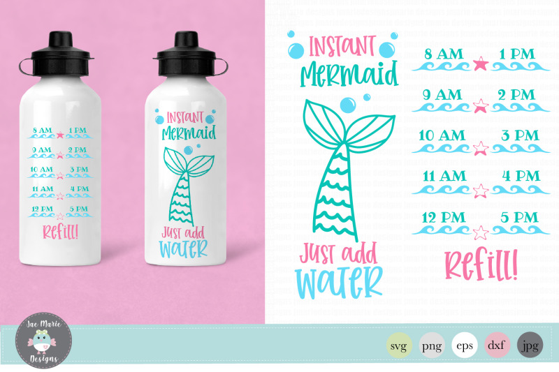 Instant Mermaid Water Bottle tracker svg By Jae Marie ...