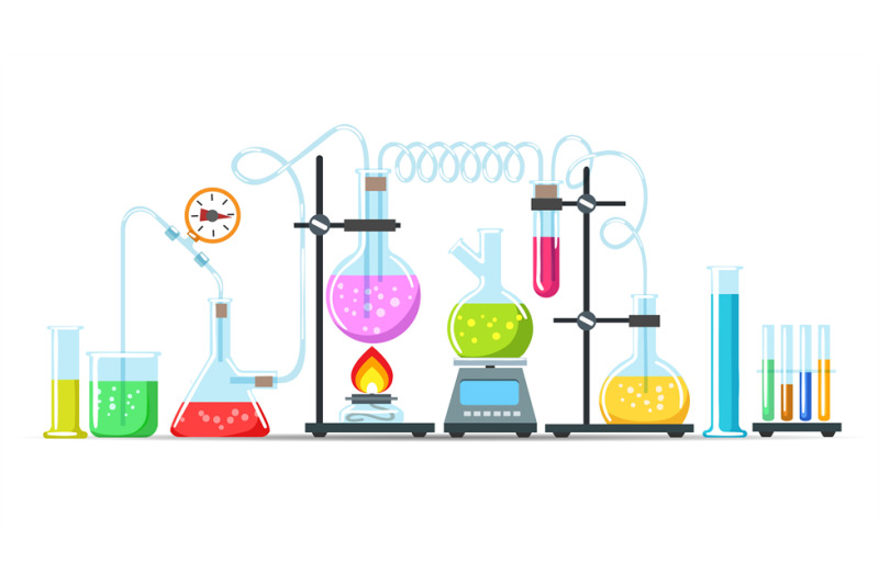 Chemistry lab equipment By vectortatu | TheHungryJPEG