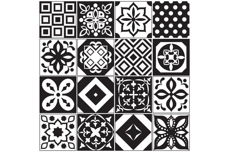 Vintage Black And White Traditional, Vintage Floor Tile Designs