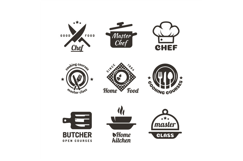 Cooking Master Classes Labels Restaurant Or Cafe Menu Emblems Chef V By Microvector Thehungryjpeg Com