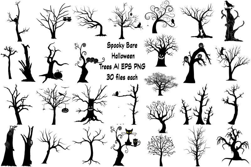 Halloween Spooky Trees AI EPS PNG By Me and Ameliè | TheHungryJPEG