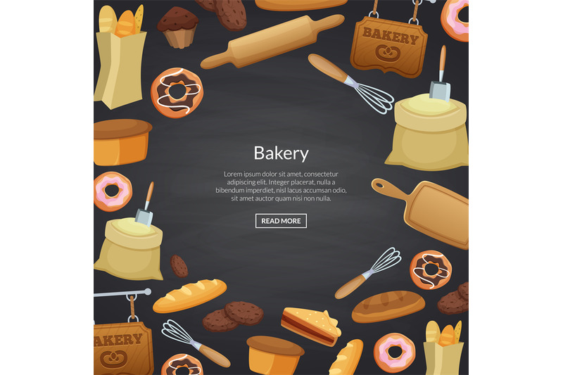 Vector cartoon bakery background illustration place for text By ONYX |  TheHungryJPEG