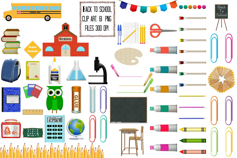 Back to School Clip Art By Me and Ameliè | TheHungryJPEG