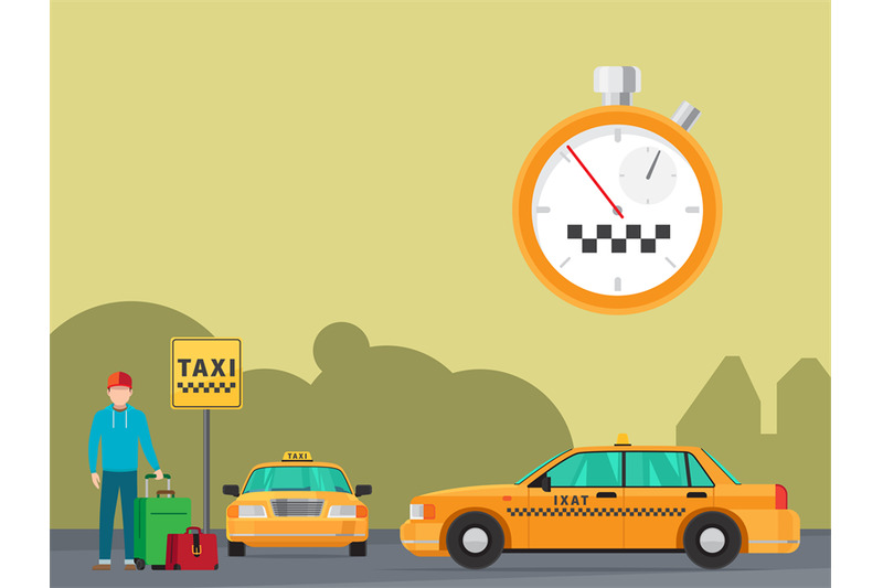 Flat drive. Такси вектор. Баннер такси. Фон таксиста город плоская иллюстрация. Желтый фон такси.