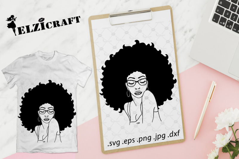 Download Afro Woman Glasses Silhouette SVG Cut File By ELZIcraft ...