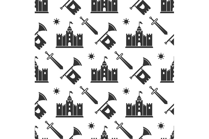 Swords Medieval Castle Seamless Pattern Design By Microvector Thehungryjpeg Com