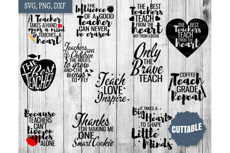 Teacher SVG, Teacher cut file bundle, Teach quote cut files By Cuttable ...