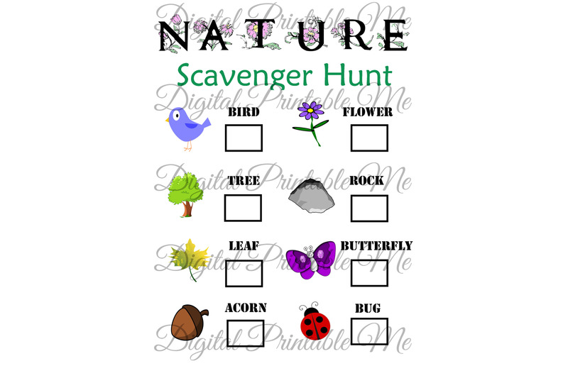 Nature Scavenger Hunt Printable, Kids Activity, Backyard, Game, Downlo ...