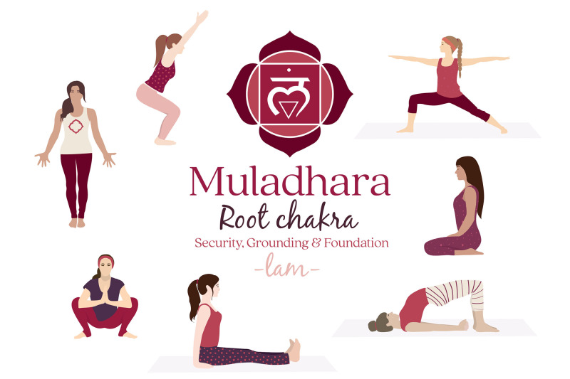 Muladhara Chakra Yoga Postures & Symbol By Sunnyfields TheHungryJPEG