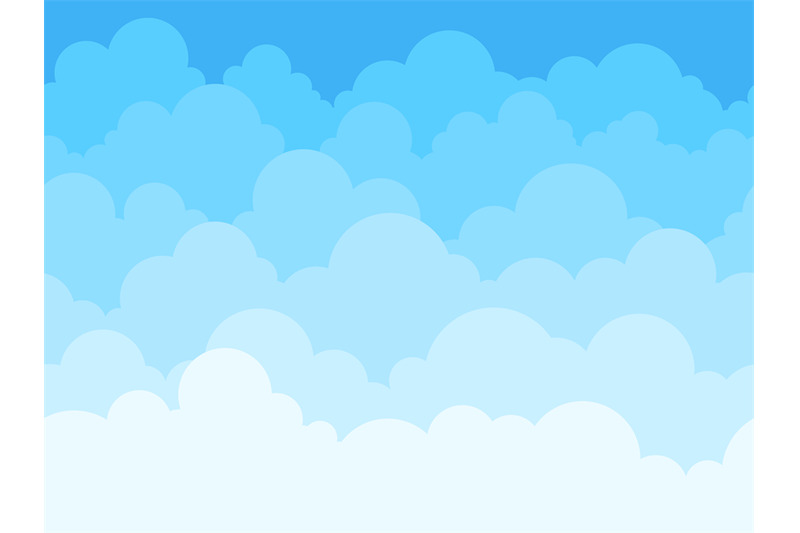 Cloud Sky Cartoon Background Blue Sky With White Clouds Flat Poster O By Yummybuum Thehungryjpeg Com