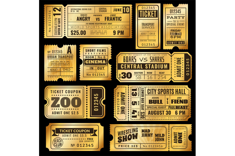 Golden Tickets Old Gold Admission Vip Ticket Of Circus Wedding Party By Yummybuum Thehungryjpeg Com
