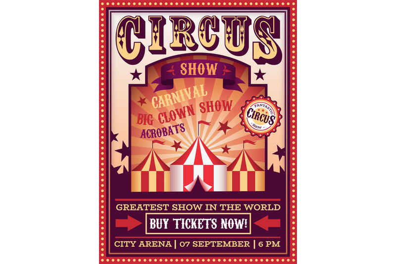 Circus Poster Traveling Circus With Tent Carnival Festival Magic Show By Yummybuum Thehungryjpeg Com