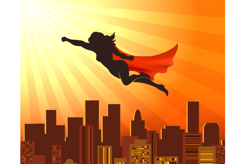 Flying Girl Superhero By Vectortatu Thehungryjpeg 